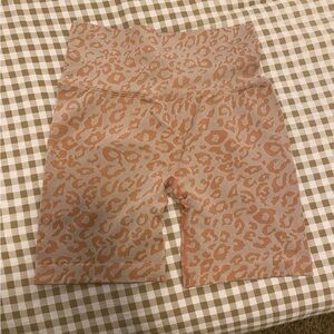 Peachy Pink Leopard Print Athletic Gym Shorts